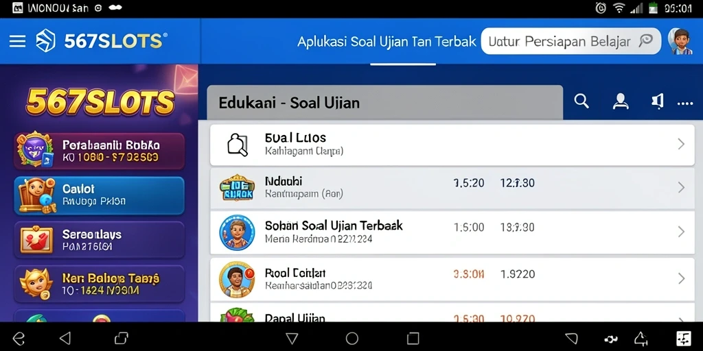 Tampilan antarmuka aplikasi 567SLOTS untuk Soal Ujian.