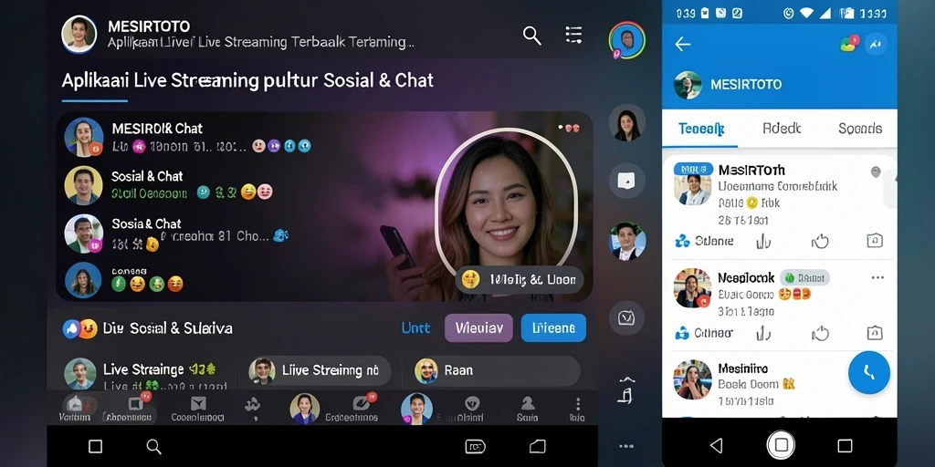 Tampilan antarmuka aplikasi Live Streaming MESIRTOTO yang menarik dan interaktif.