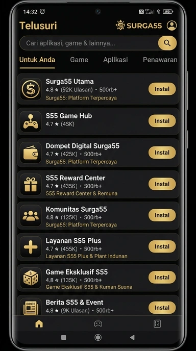 Tampilan katalog aplikasi surga55