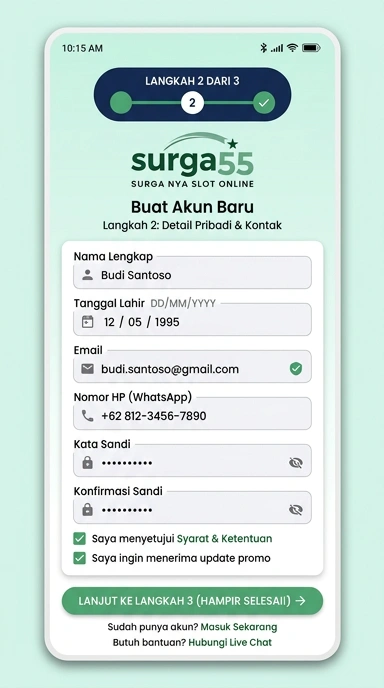 Tampilan halaman daftar surga55