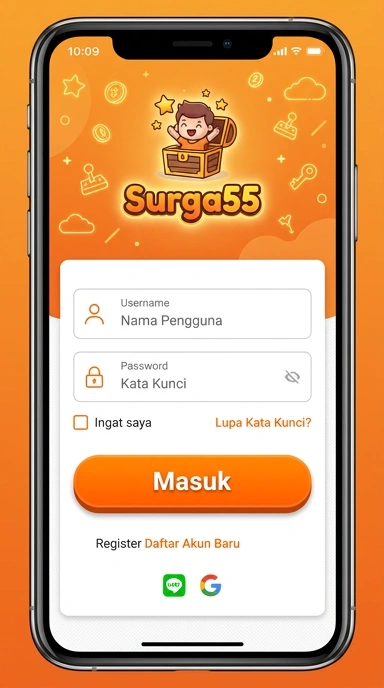 Tampilan halaman login surga55